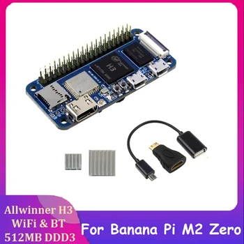 1 Комплект Плата для разработки BPI-M2 Zero Четырехъядерный радиатор Allwinner H3 + USB-кабель для Banana Pi M2 Zero A