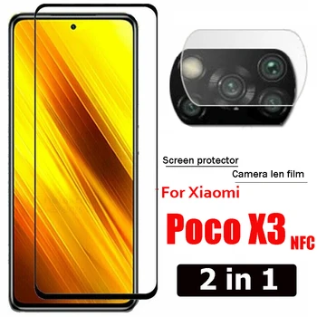 2 в 1 Для Xiaomi Poco X3 NFC Защита экрана и Крышка объектива камеры Из Закаленного Стекла Взрывозащищенные Протекторы Для Poco X3 NFC