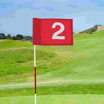 2 Шт. Тренировочный цифровой знак для гольфа с Зеленым Флагом, Тренировочный Флагшток для гольфа, Профессиональные принадлежности из полиэстера, Количество на заказ