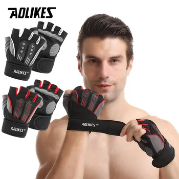 AOLIKES 1 пара перчаток для спортзала, Бодибилдинга, фитнеса, тренировки с гантелями, Дышащие перчатки для занятий кроссфитом, поднятием тяжестей