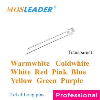Mosleader 1000шт 234 Светодиодных Квадратных светодиода Теплый Белый Холодный Белый Красный Розовый Синий Желтый Зеленый Фиолетовый Прозрачные Длинные штыри 2x3x4 2 *3